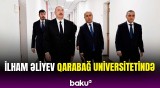 İlham Əliyev Xankəndidə Qarabağ Universitetinin tələbə yataqxanasının təmirdən sonrakı açılışında