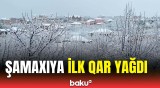 Şamaxıda güclü qar | Gözoxşayan qış mənzərəsi