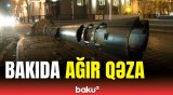 Şəhərin mərkəzində baş verən qəzada işıqfor yararsız vəziyyətə düşdü