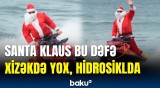 Hidrosikl sürən Santa Klaus əyləncəli anlara səbəb oldu