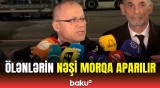 Həlak olanların cənazələri yoxlanılmaq üçün morqa aparılır