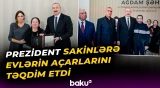 Ağdam sakinlərinə evlərin açarlarının təqdim edilməsi mərasimi - Baku TV