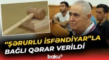 "Şərurlu İsfəndiyar" məhkəmədə | Tanınmış biznesmenə hökm oxundu - Baku TV