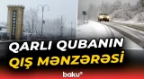 Qubaya yağan güclü qarın görüntüsü - Baku TV