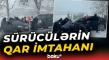 Şamaxıda riskli yollar qardan təmizlənir - Baku TV