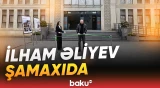 Prezident Heydər Əliyevin Şamaxının mərkəzində ucaldılmış abidəsini ziyarət etdi - Baku TV