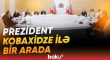 Prezidentin Gürcüstanın Baş naziri İrakli Kobaxidze ilə geniş tərkibdə görüşü - Baku TV
