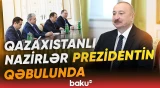 İlham Əliyev Qazaxıstanın xarici işlər və nəqliyyat nazirlərini qəbul edib - Baku TV
