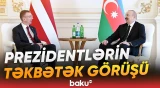 İlham Əliyevin Latviya Prezidenti ilə təkbətək görüşündən görüntülər - Baku TV