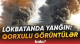 Lökbatanda iri anbarda baş verən yanğının videosu - Baku TV