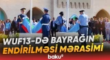 BMT və Azərbaycan bayraqlarının endirilməsi mərasimindən görüntülər - Baku TV