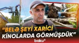 Güclü külək və dolu Göyçayda həyatı iflic etdi - Baku TV