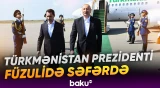 İlham Əliyev Sərdar Berdiməhəmmədovu Füzuli Beynəlxalq Hava Limanında qarşıladı - Baku TV