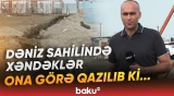 Dəniz sahilində qazılan xəndəklər müzakirələrə səbəb oldu - Baku TV