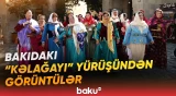 Rəngarəng kəlağayıları ilə yürüşə qatılan xanımlar hər kəsin diqqətini çəkdi - Baku TV