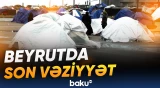 Beyrutda yağış altında qaçqın çadırları