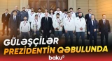 Prezident Avropa çempionatında komanda hesabında çempion olan güləşçiləri qəbul edib