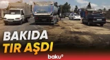 Bakıda qəza | TIR aşdı, yanacaq yola dağıldı