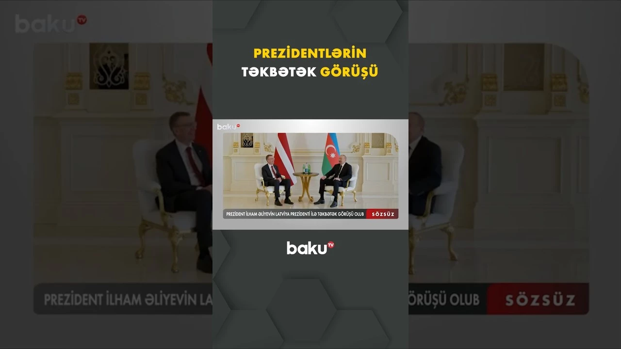 İlham Əliyevin Latviya Prezidenti ilə təkbətək görüşündən görüntülər - Baku TV