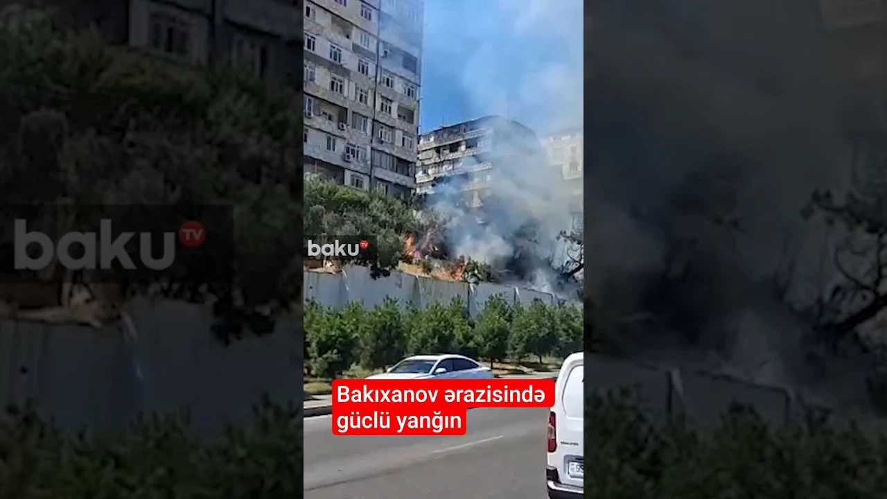 Bakıxanov ərazisində güclü yanğın - Baku TV