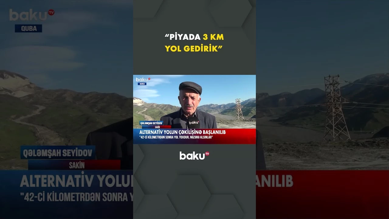 Qubada torpaq sürüşməsindən sonra sakinlər yolu piyada getməli olurlar - Baku TV