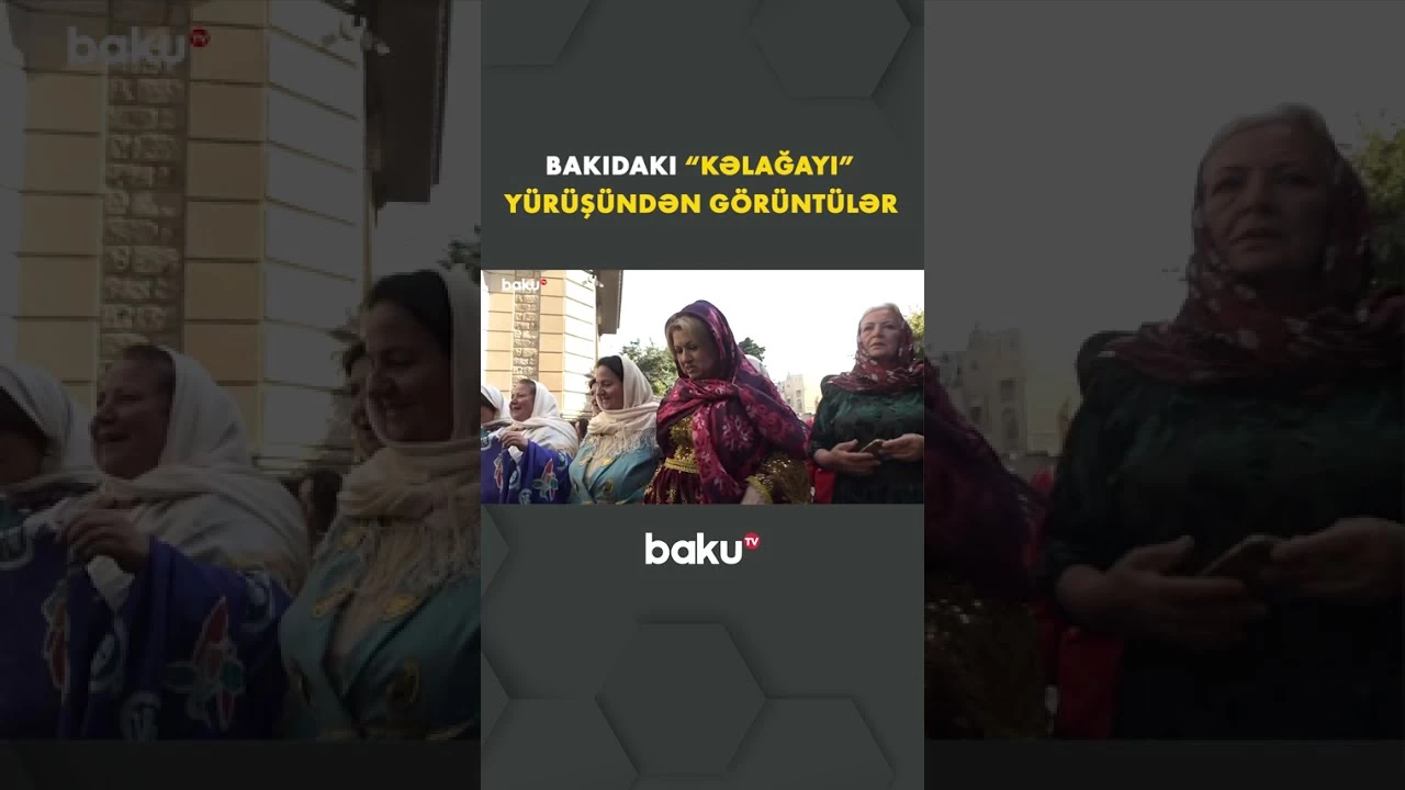 Rəngarəng kəlağayıları ilə yürüşə qatılan xanımlar hər kəsin diqqətini çəkdi - Baku TV