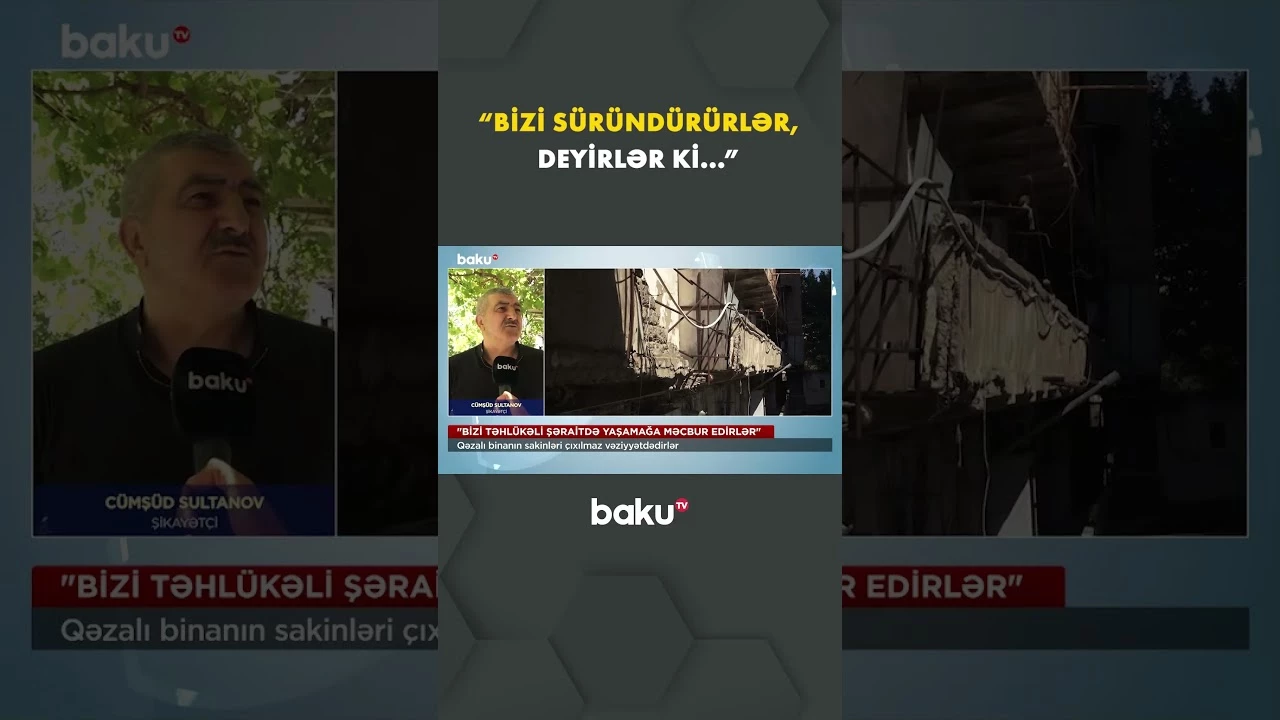 Bu binanın sakinləri ölümlə üz-üzə - Baku TV