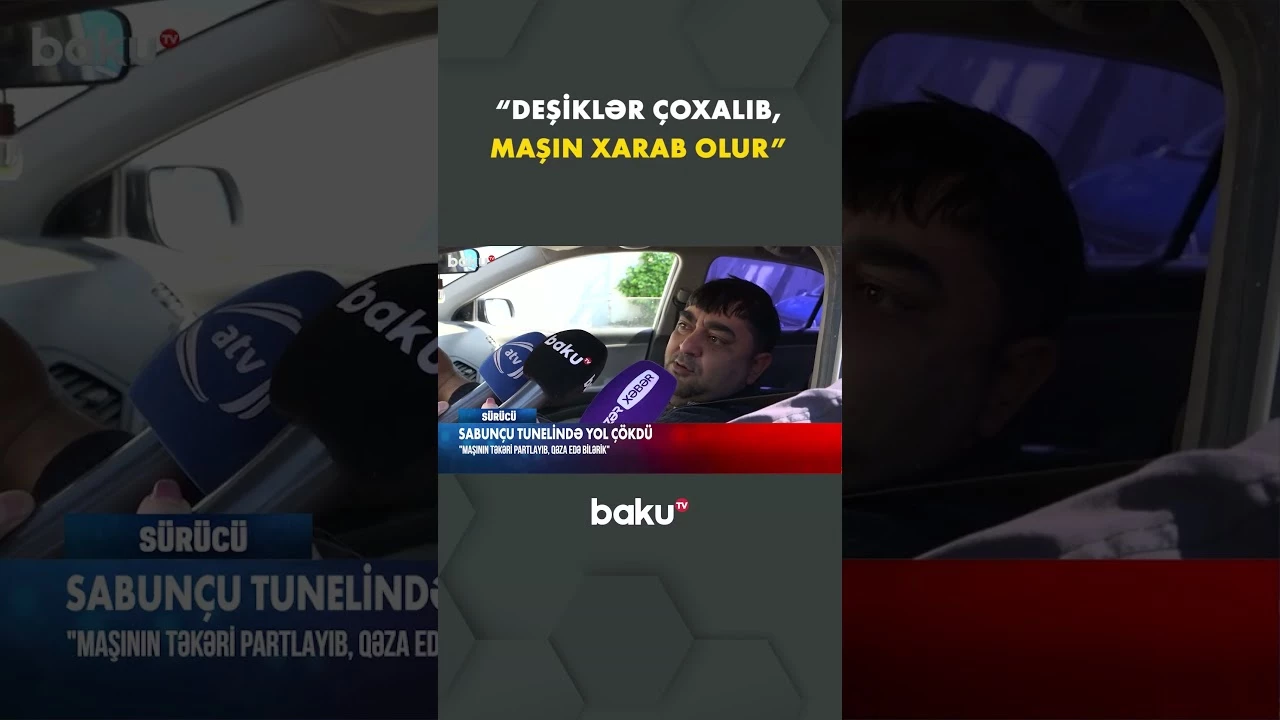 Sabunçu tunelində yol çökdü, təhlükəli vəziyyət yarandı - Baku TV