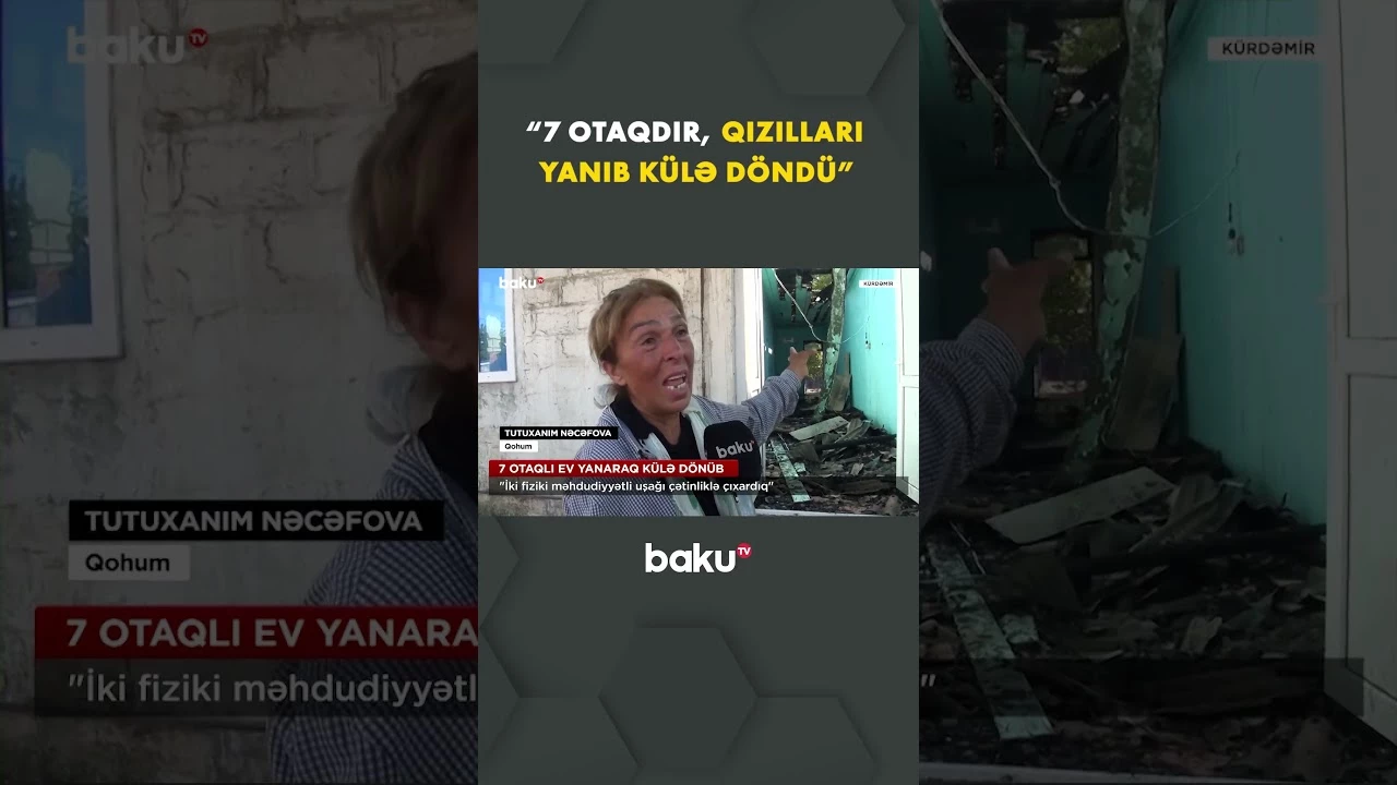 Kürdəmirdə 7 otaqlı ev yanaraq külə döndü - Baku TV