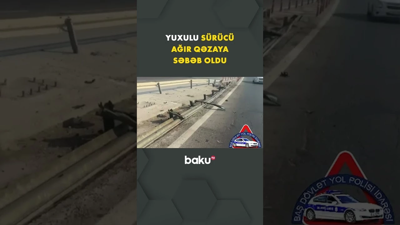 Sükan arxasında yuxulayan sürücü qəza törətdi - Baku TV