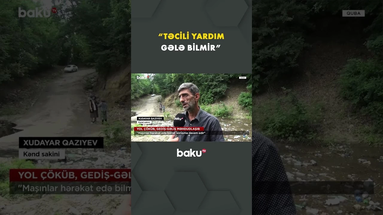 Qubada yolun çökməsi gediş-gəlişdə ciddi çətinlik yaradıb - Baku TV
