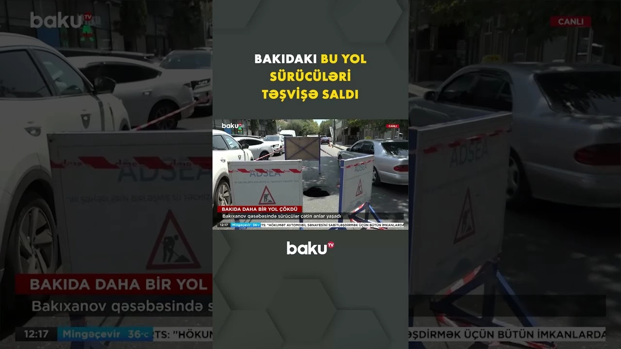 Paytaxtda daha bir yol çökdü | Tıxacda qalan sürücülər çətin anlar yaşadı - Baku TV