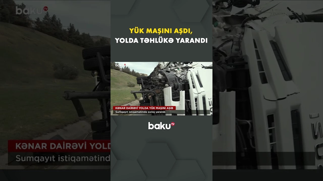 Bu yoldan keçənlər diqqətli olsun | Bakıda qorxulu qəza - Baku TV