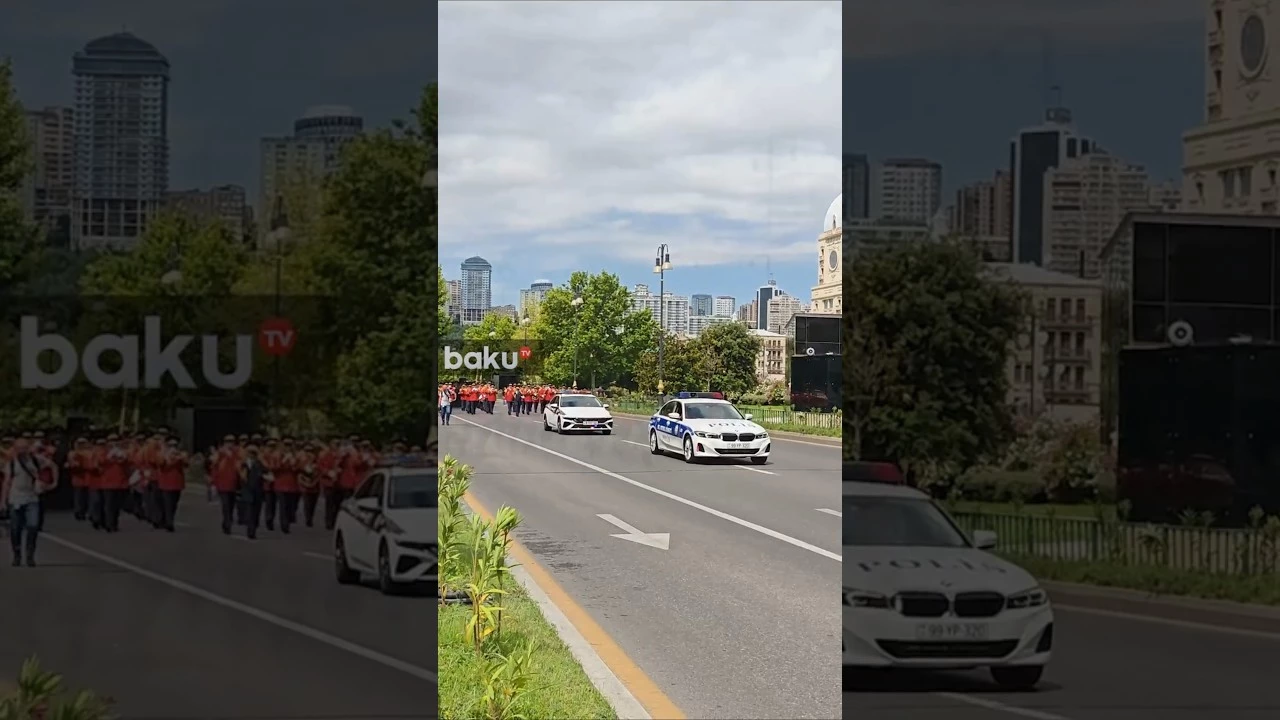 Bakıda hərbi orkestrlərin müşayiəti ilə yürüşlər keçirilir - Baku TV