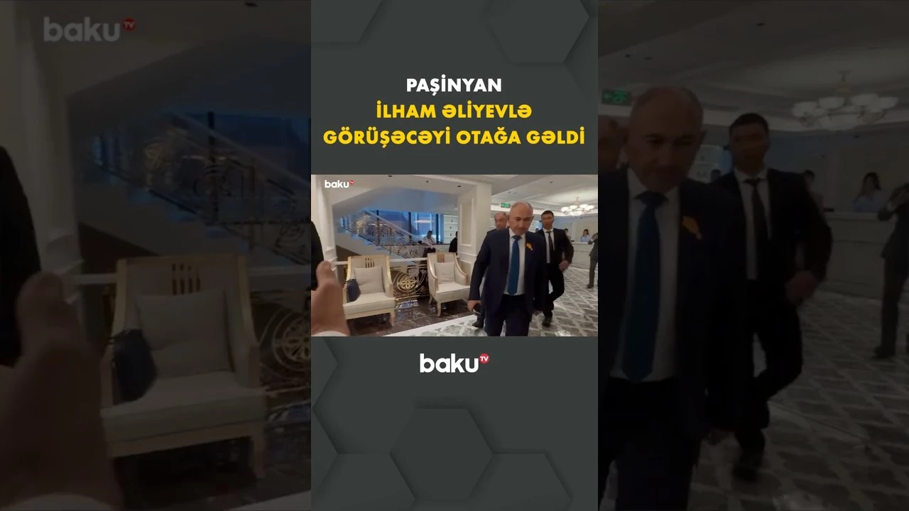 Paşinyanın İlham Əliyevlə keçiriləcək görüş otağına gəlməsi - Baku TV