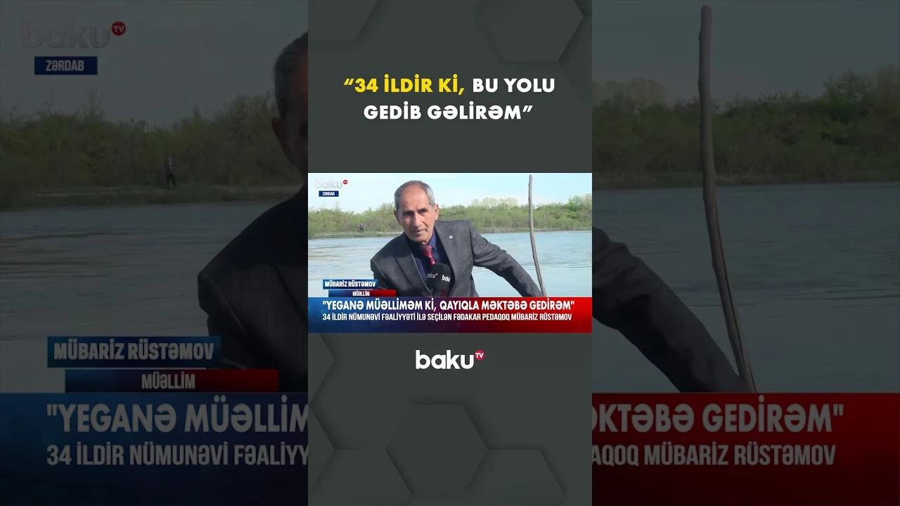 Zərdabda müəllim məktəbə hər gün qayıqla gedib gəlir - Baku TV