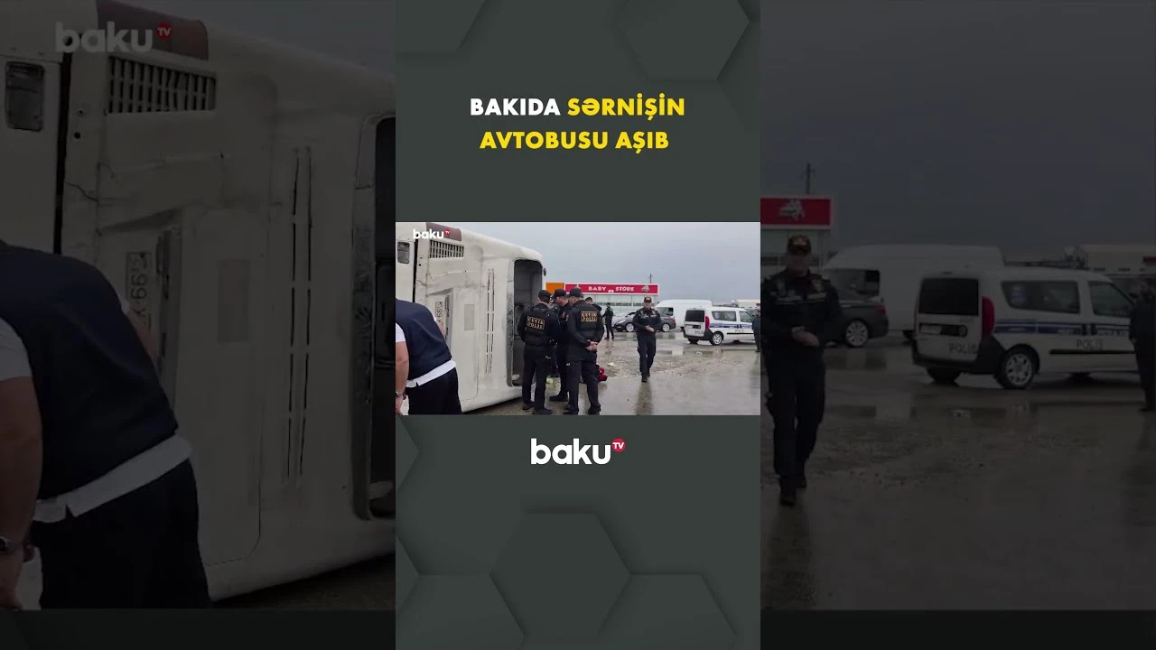 Sədərək ticarət mərkəzi istiqamətində 194 nömrəli avtobus aşıb - Baku TV