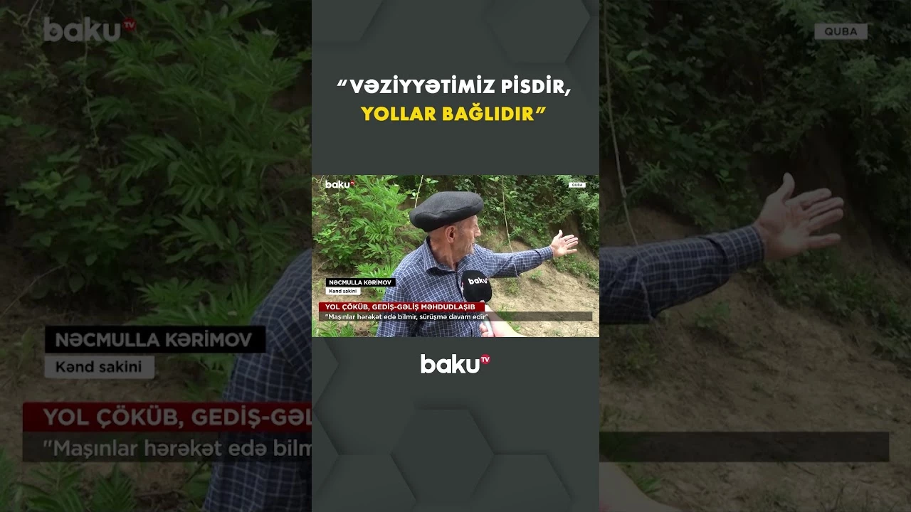 Qubada sürüşmə davam edir, yol hərəkəti məhdudlaşıb - Baku TV