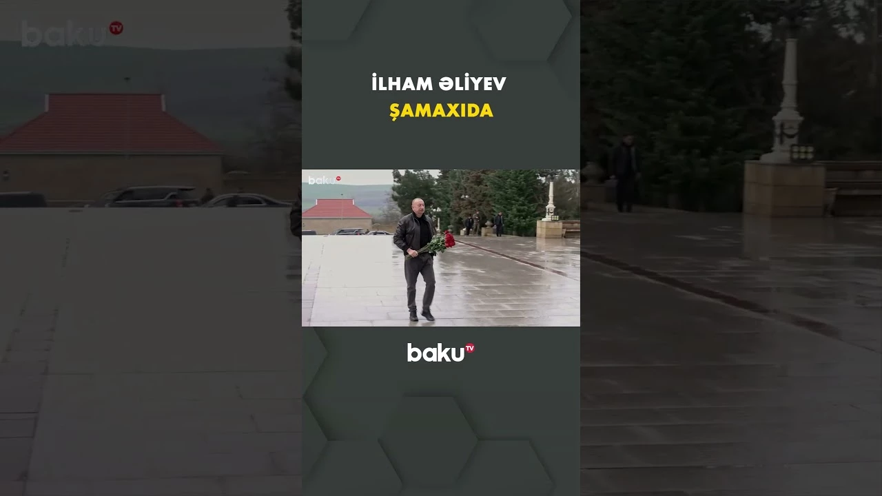 Prezident Heydər Əliyevin Şamaxının mərkəzində ucaldılmış abidəsini ziyarət etdi - Baku TV