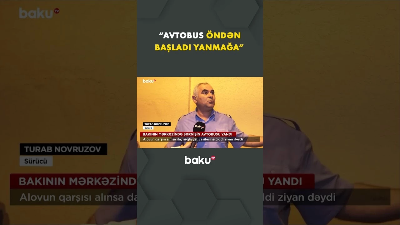 Bakıda avtobus alışaraq yandı - Baku TV