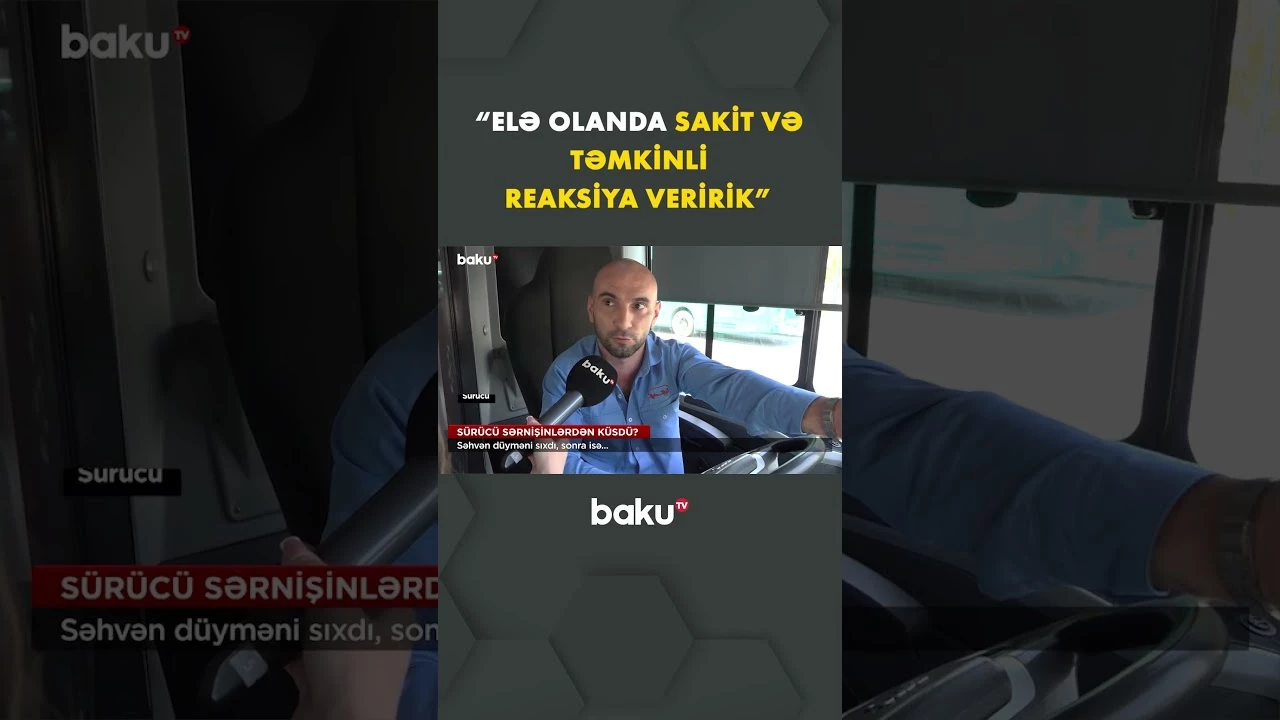 Bakıda sürücü küsüb avtobusdan düşdü - Baku TV