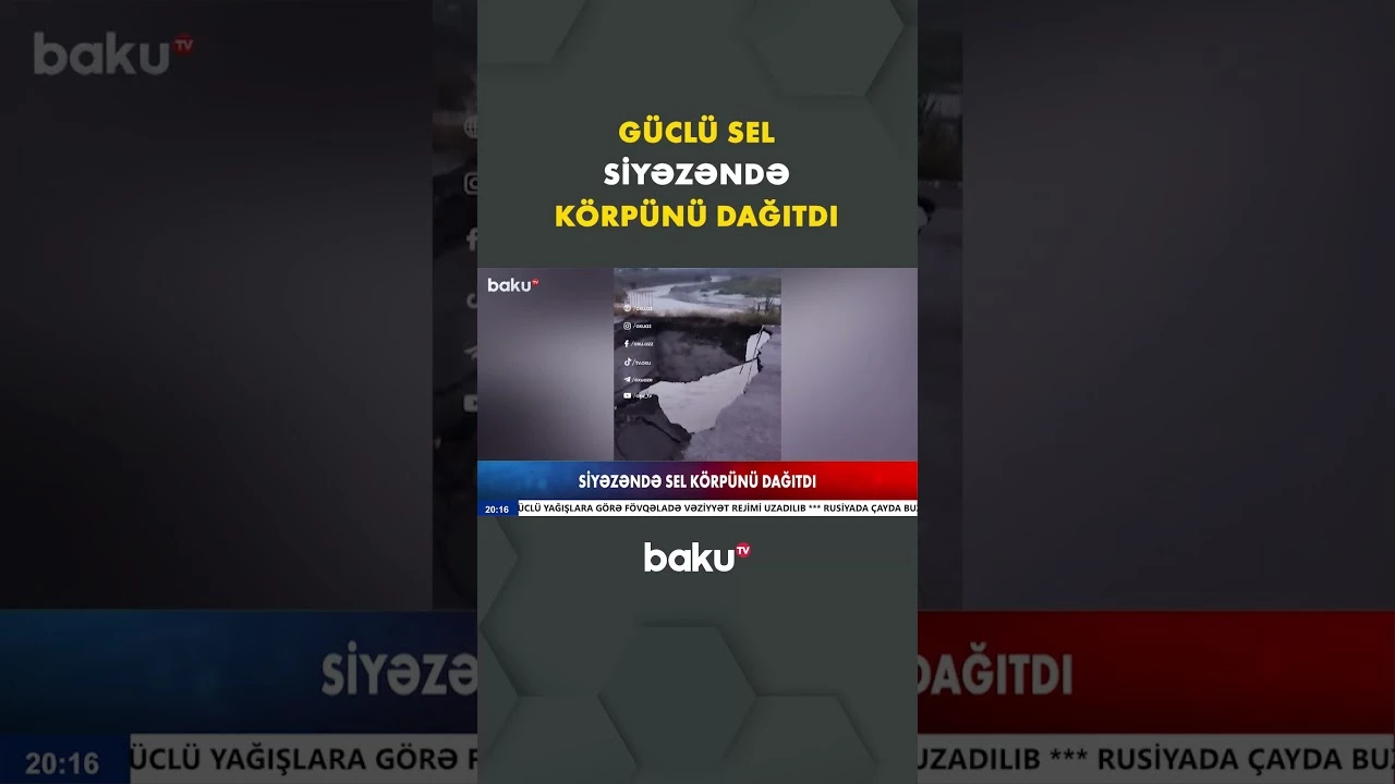 Siyəzən rayonunda sel körpünü yararsız hala saldı - Baku TV