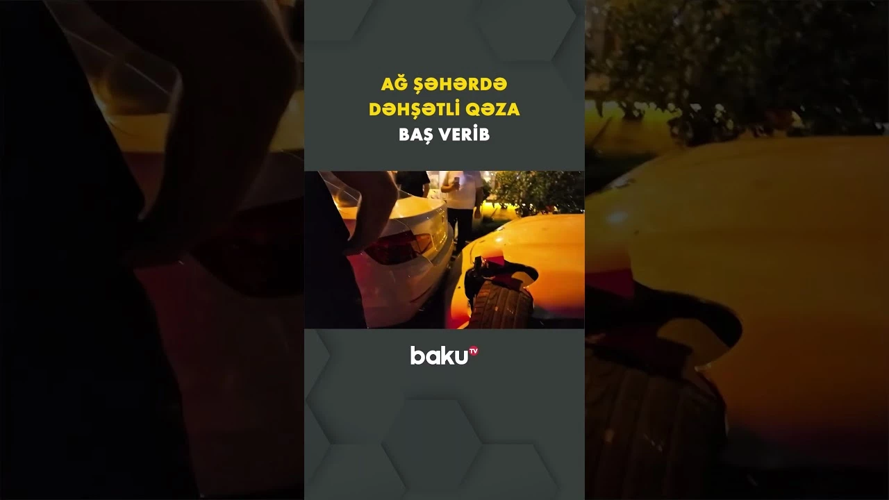 Ağ Şəhərdə 7 avtomobil toqquşub, bahalı maşınlara ciddi zərər dəyib - Baku TV