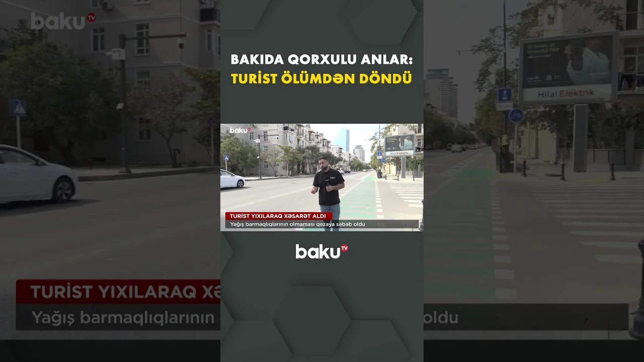 Turist paytaxtda ağır qəzaya düşdü - Baku TV