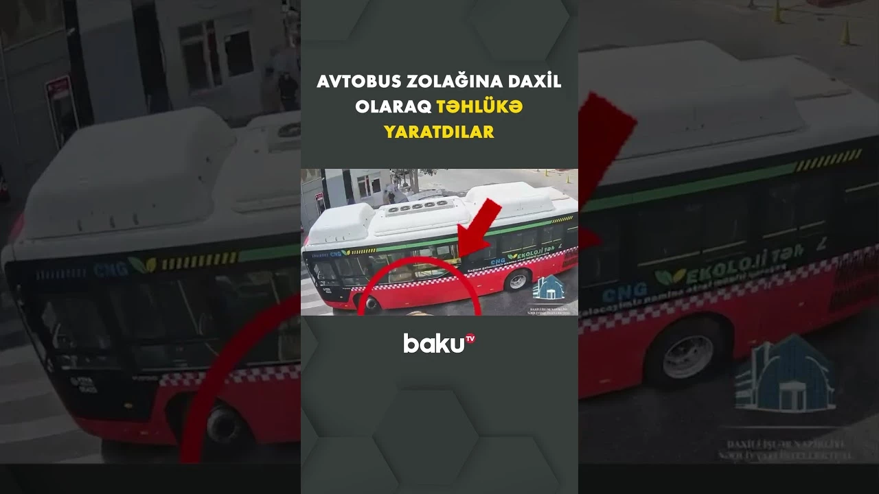 Avtobus zolağına daxil olaraq yol hərəkəti üçün təhlükə yaratdılar - Baku TV
