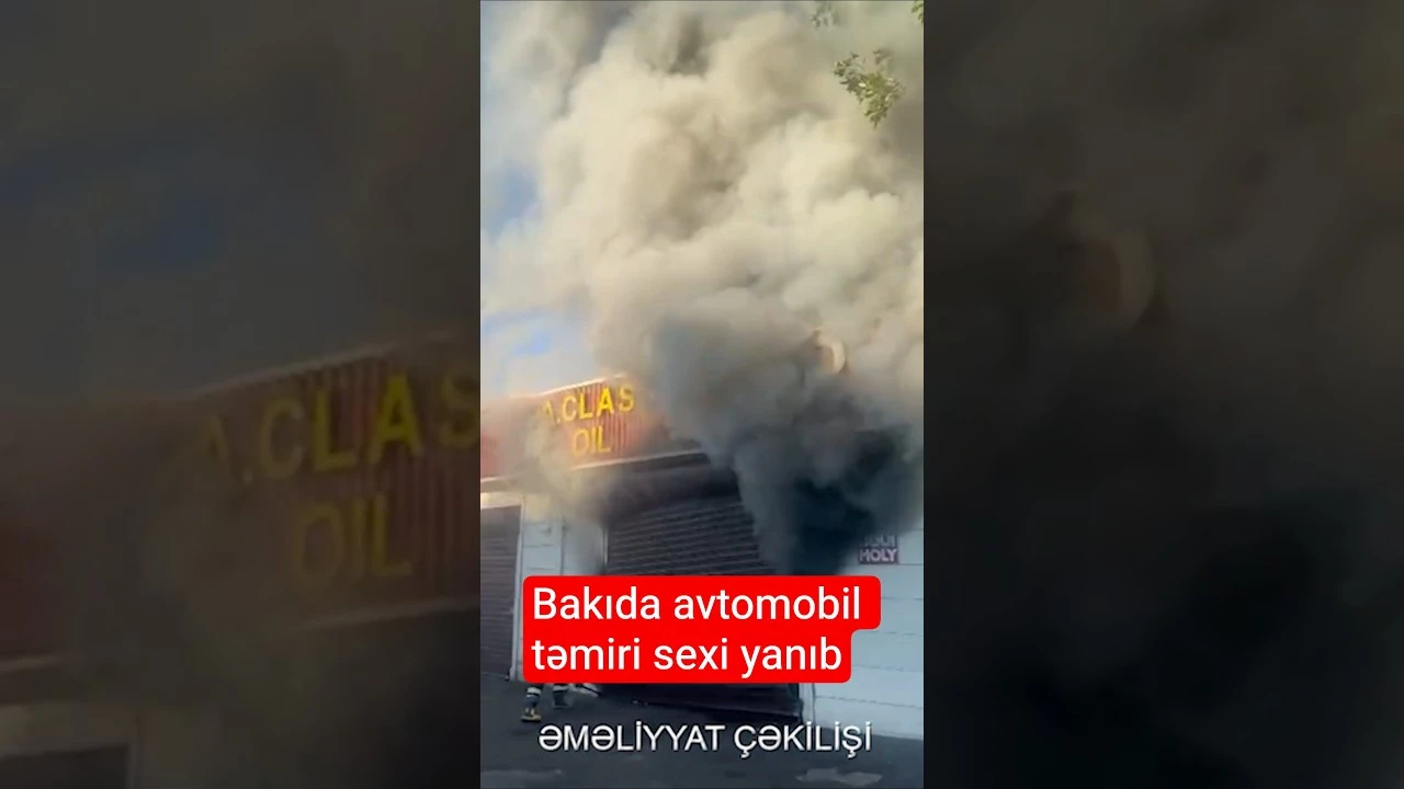Bakıda avtomobil təmiri sexi yanıb - Baku TV