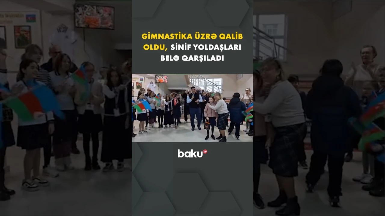 Gimnastika yarışının qalibi sinif yoldaşlarının alqışları ilə qarşılandı - Baku TV