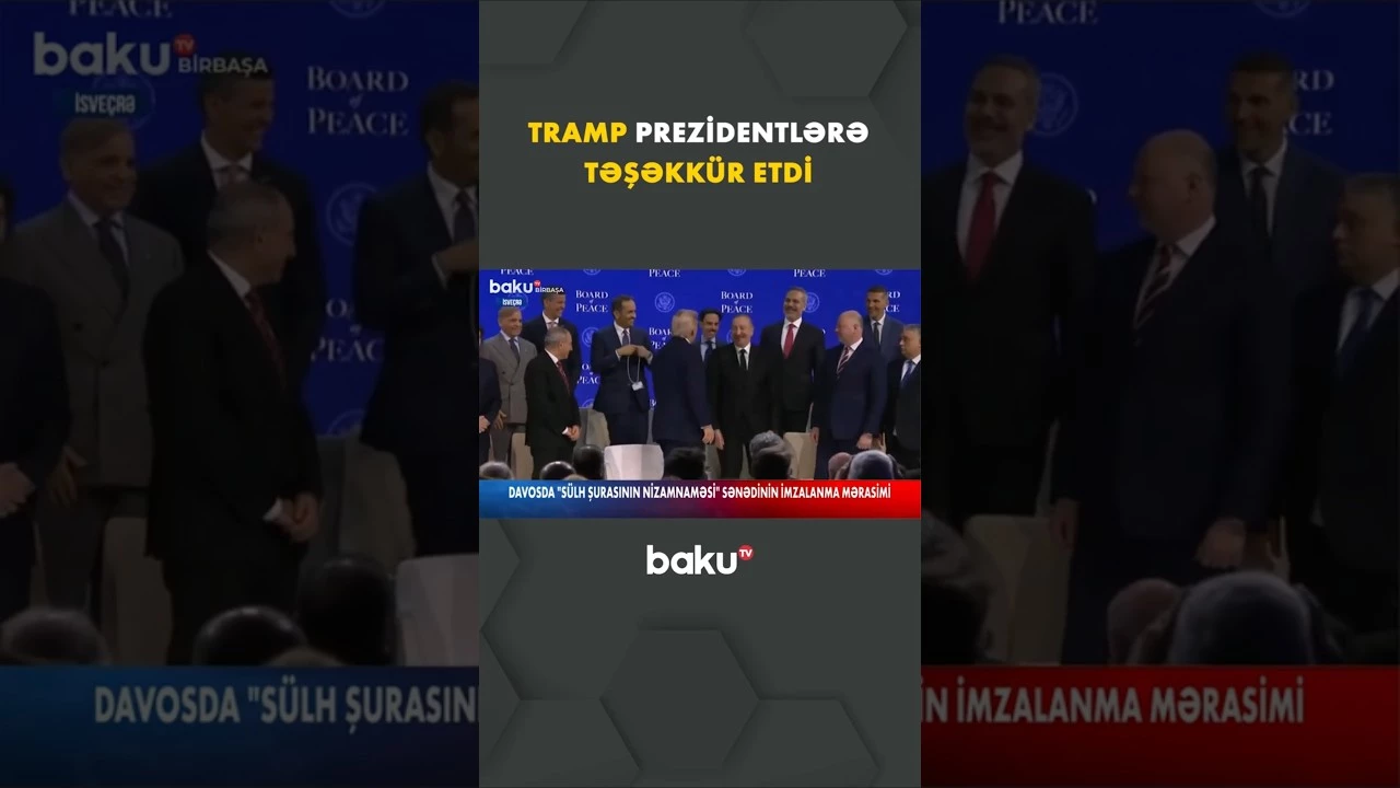 Tramp "Sülh Şurasının Nizamnaməsi" sənədi imzalandıqdan sonra çıxış etdi - Baku TV