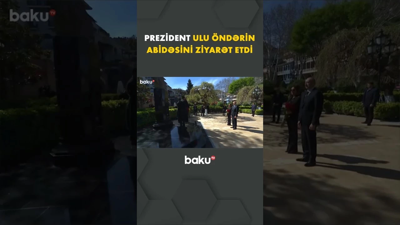 İlham Əliyev Tbilisidə Ümummilli Lider Heydər Əliyevin abidəsini ziyarət etdi - Baku TV