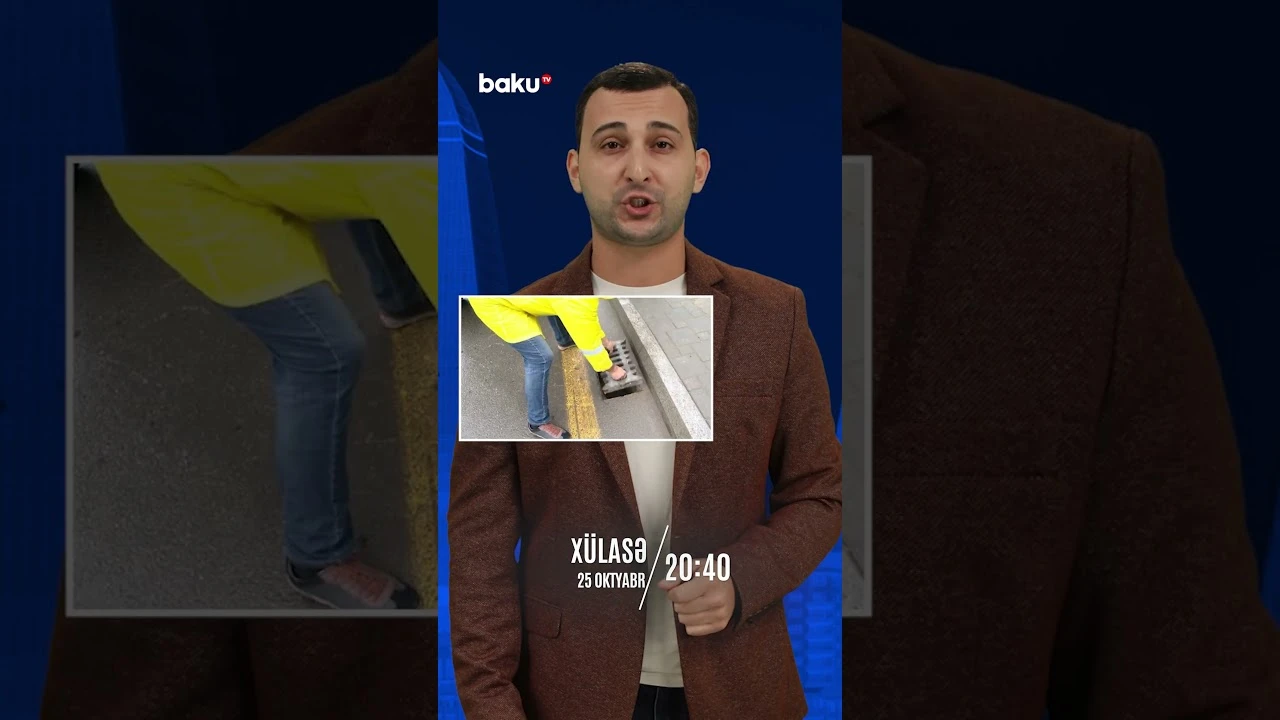 28 May qəsəbəsində yola axan kanalizasiya suları - Baku TV